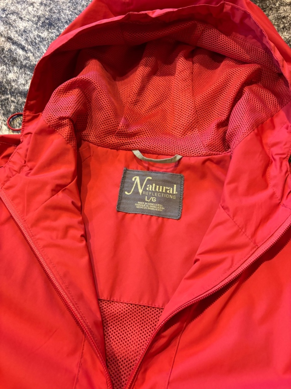 Natural Reflections Womens Red Hooded Rain Jacket, Size Large - Picture 9 of 13